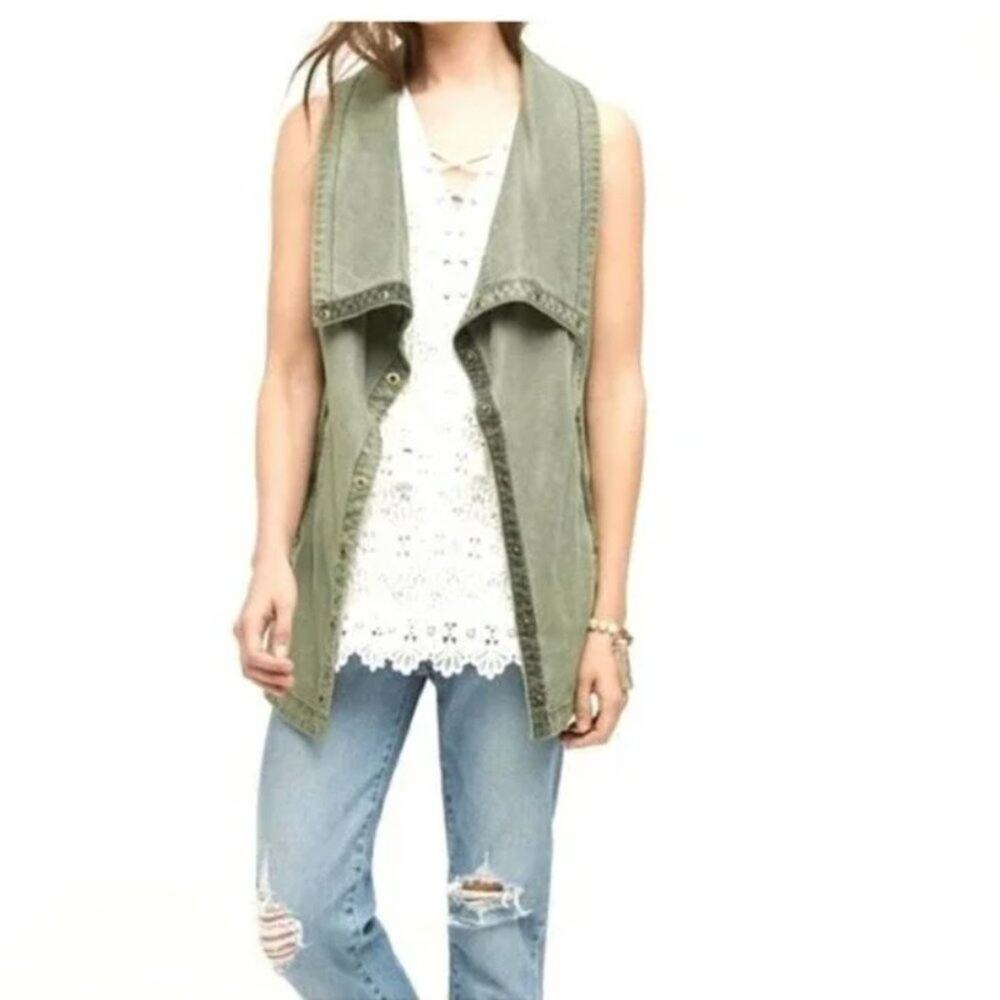 Marrakech Anthropologie Green Tombolo Vest Size XS